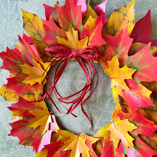 paper leaf fall wreath DIY