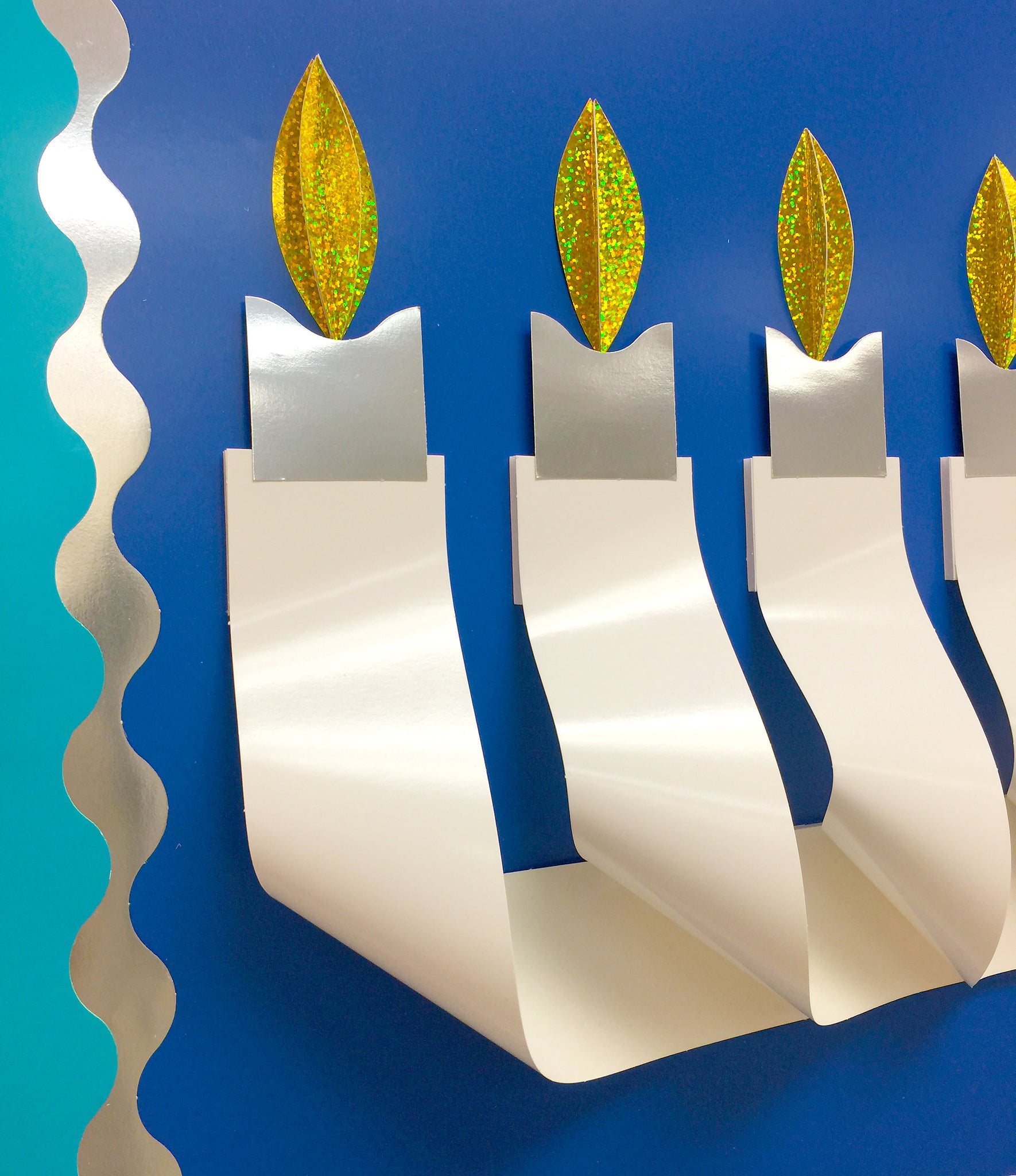 DIY paper Menorah Hanukkah bulletin board display idea
