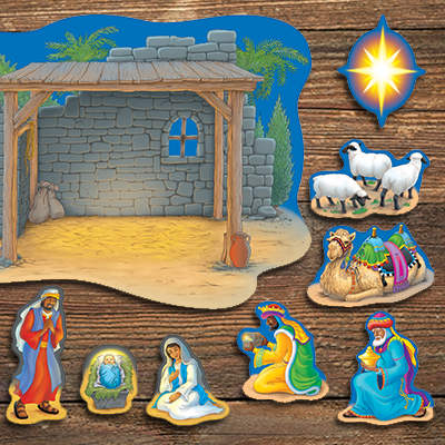Christmas Nativity paper cut-outs for bulletin board