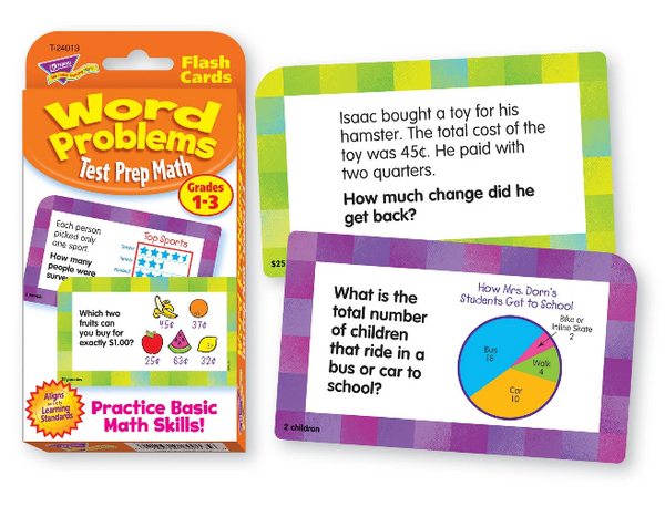 Word Problems Test Prep Math, Grades 1-3 Challenge Cards®