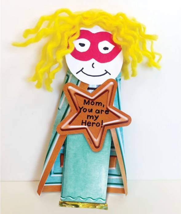 My Hero Candy Craft Mother's Day project kids can make with candy bar super hero