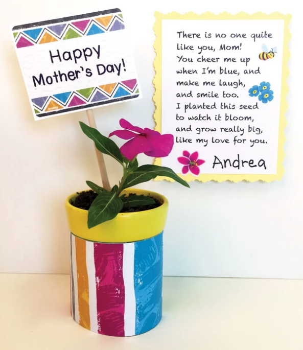 Mother's Day poem and planter DIY gift idea for mom kid project