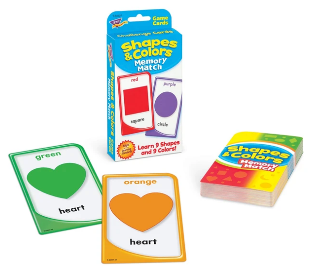 Shapes & Colors Memory Match Challenge Cards® learning game for kids made in USA