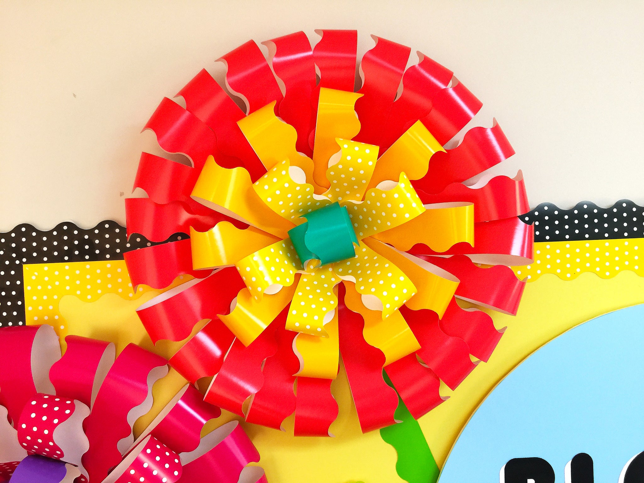 giant paper flower for bulletin board spring classroom inspiration