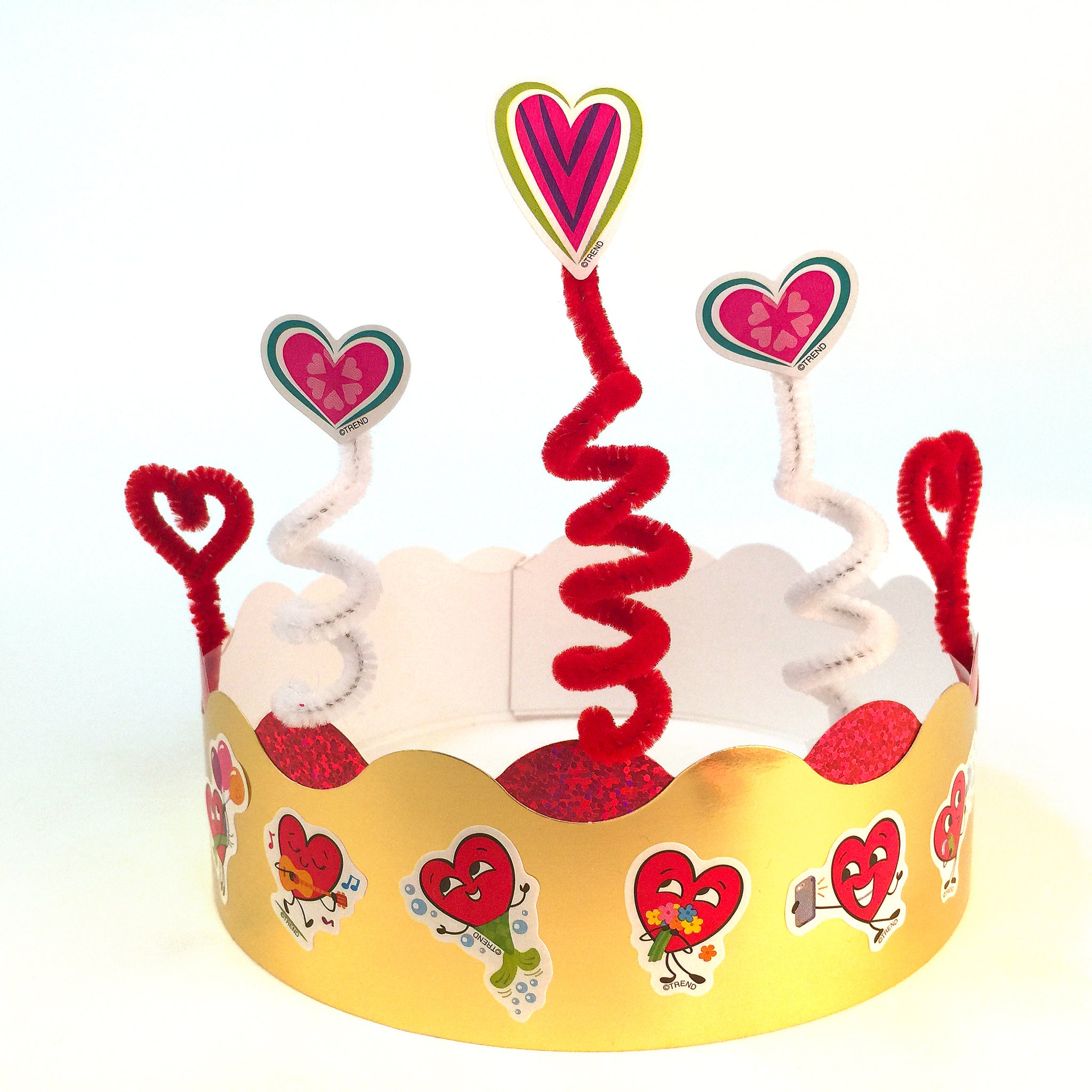How to make a Valentine's Day paper crown easy kid project scratch 'n sniff stickers