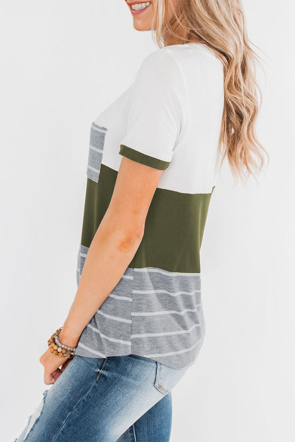 Green Right Here With Me Color Block Top