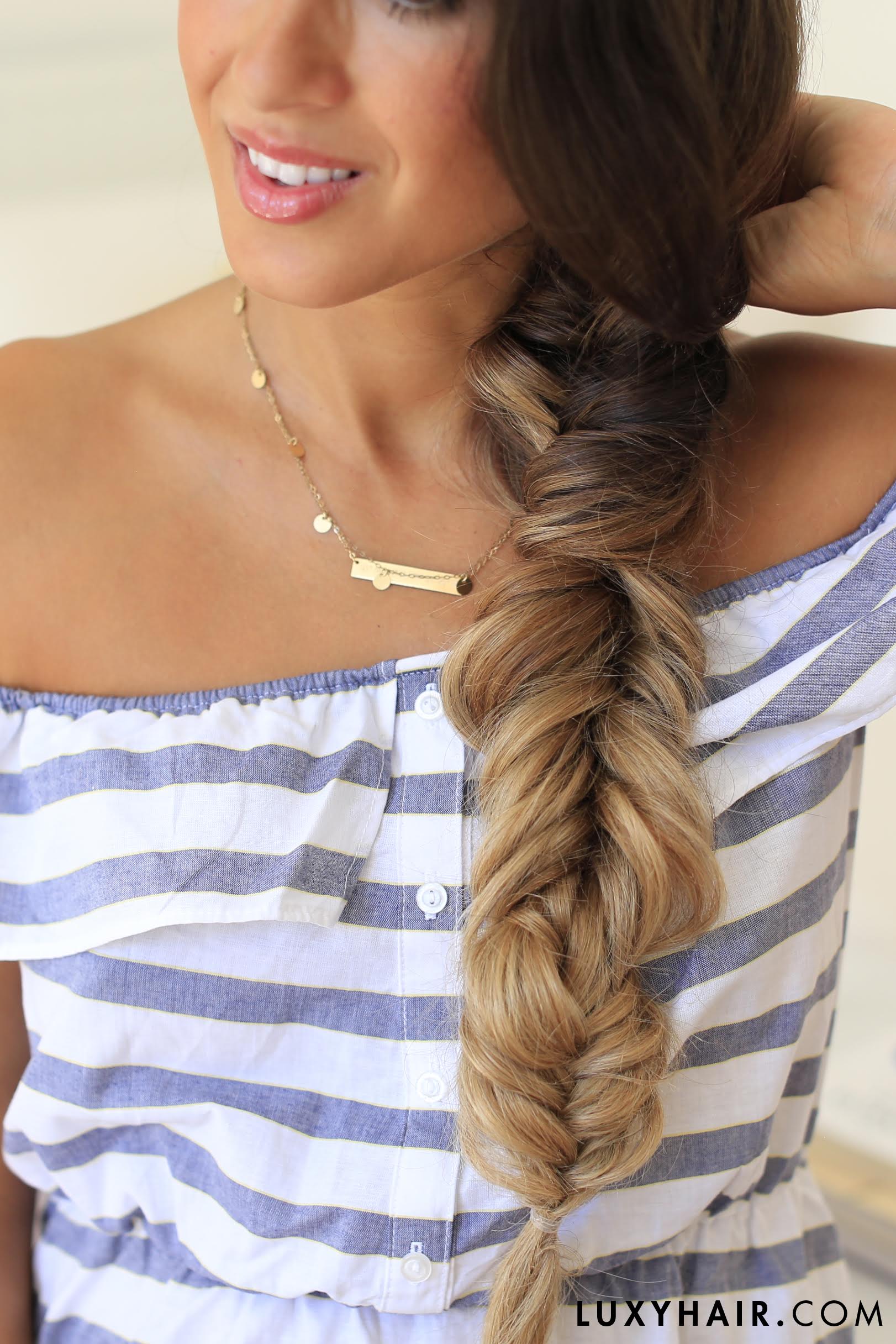 Fishtail Braid Hairstyle Luxy Hair Ombre Blonde