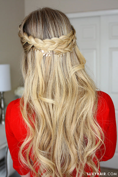 How to: French Braid Crown with Luxy Hair