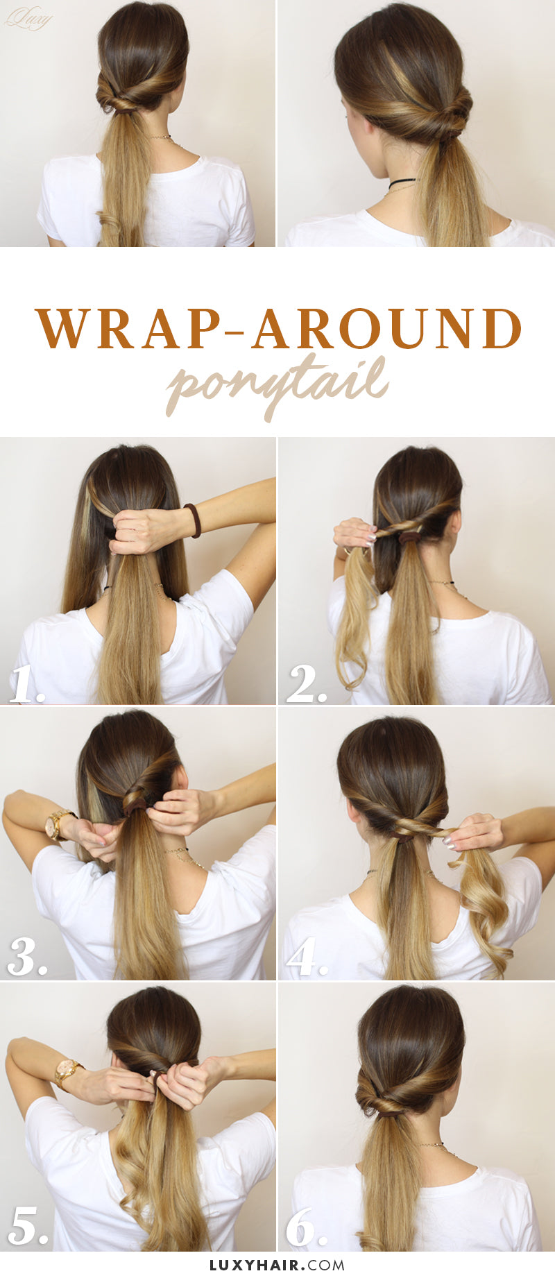 wrap around ponytail easy hairstyle luxy hair