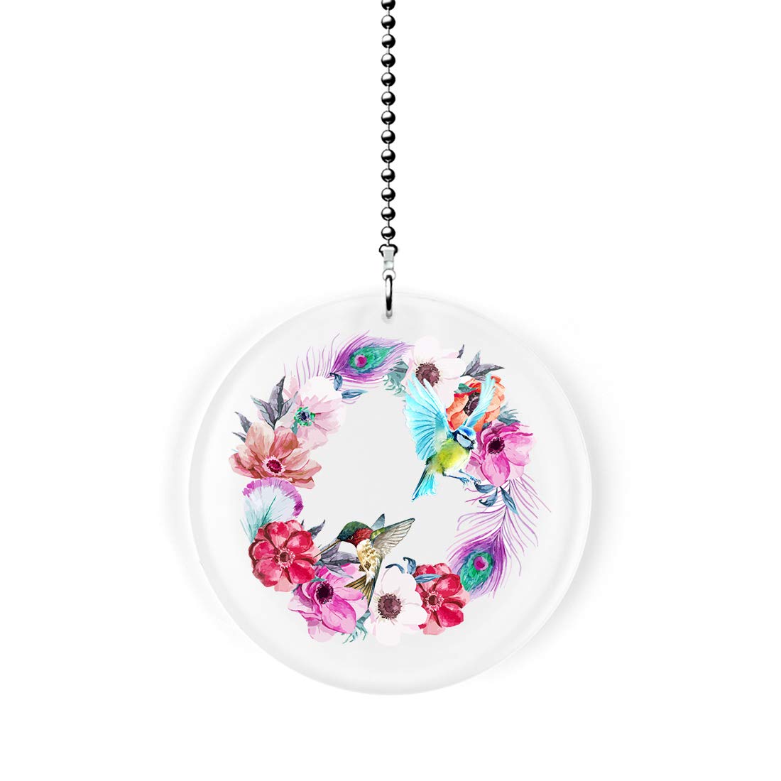 Hummingbird Garden Wreath Design Fan Pull