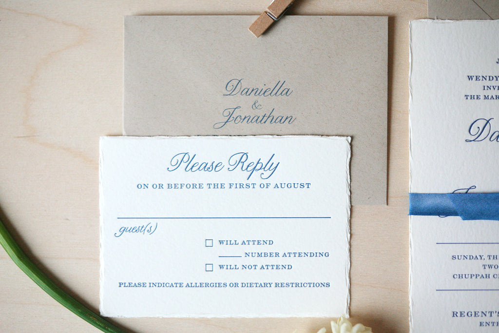 Letterpress Wedding Invitation on Handmade Paper