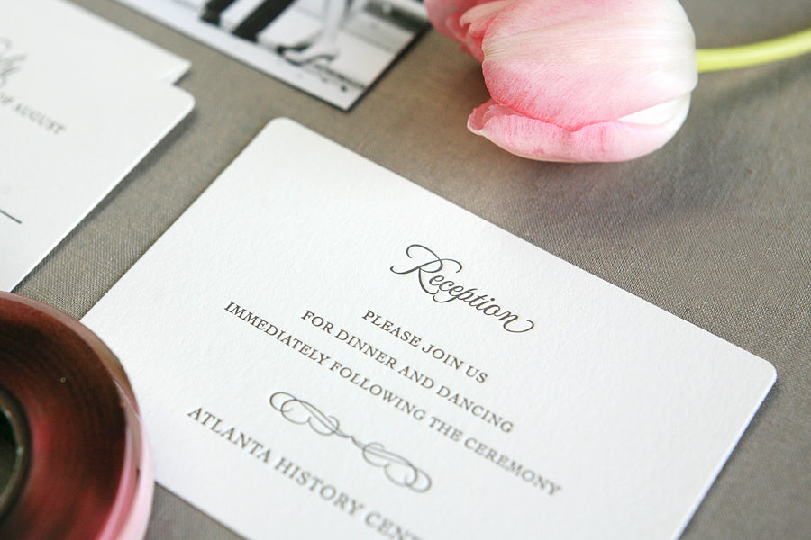 Letterpress Wedding Invitations Blush and Gray