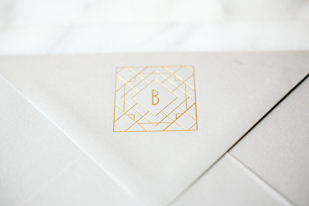 Gold Foil Monogrammed Envelopes