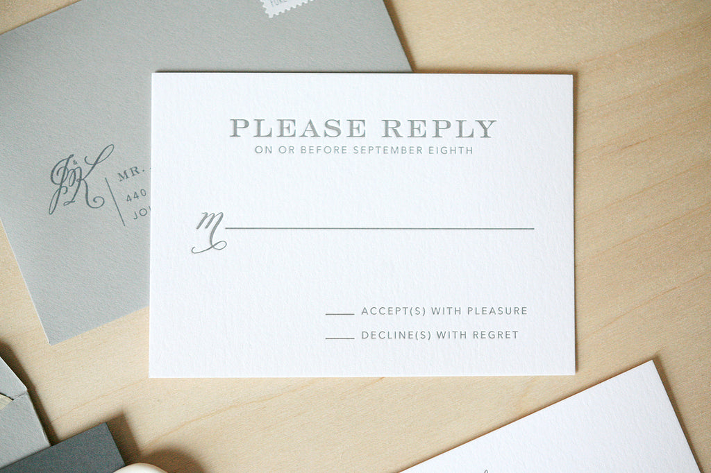 Modern White and Gray Wedding Invitations