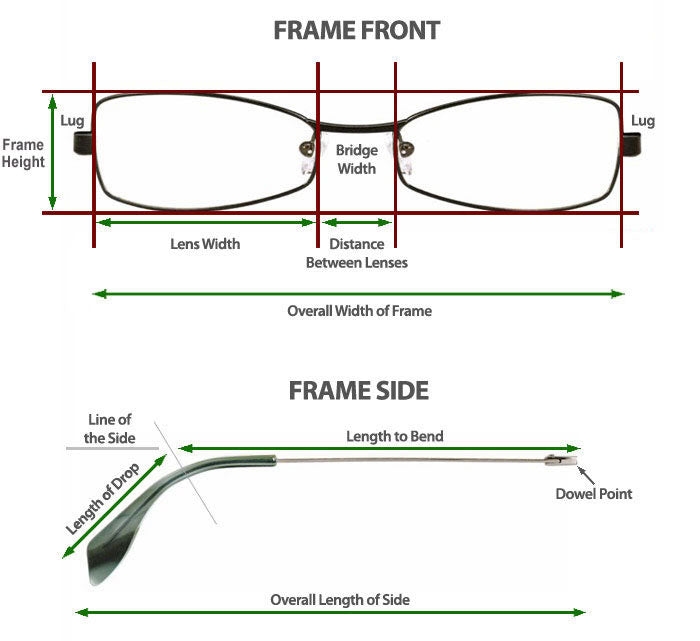 glasses frame dimensions
