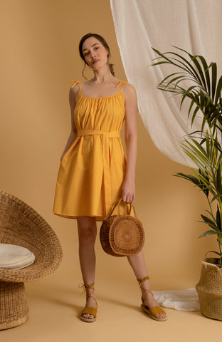 Yellow Summer Dress With Polka Dots