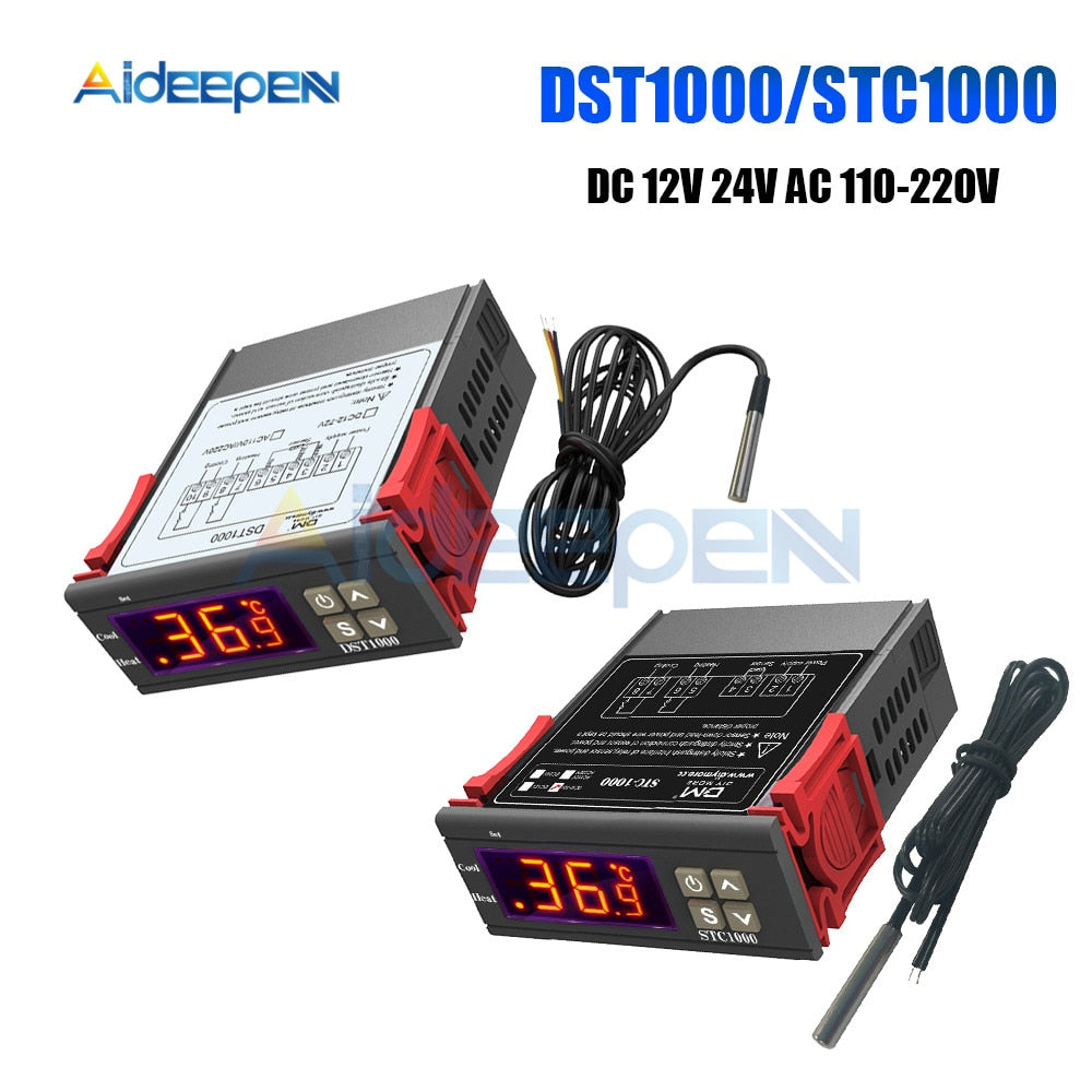 1PCS STC-1000 10A AC/DC 12V 24V 110V 220V Two Relay Output Digital Temperature 