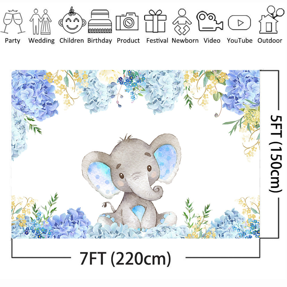 Photography Birthday Background Pictures Partyelephant Baby Shower Backdrop Blue Watercolor Flowers Birthday Banner Photo Background Dessert Table Decor Props