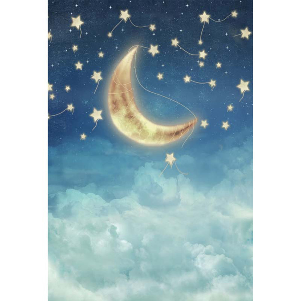 Starry Night Backdrop For Baby Shower Photo Backgrounds Stars And Moon