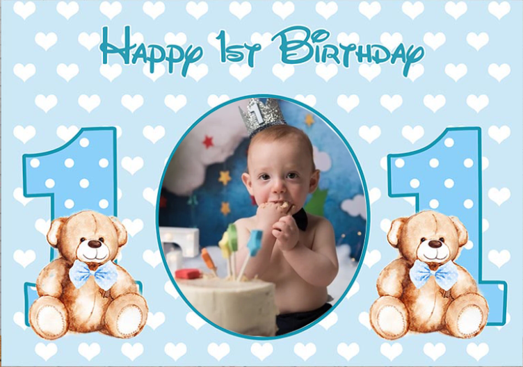 Personalized Boy Happy 1st Birthday Blue Backdrop Baby Shower Photogra –  dreamybackdrop