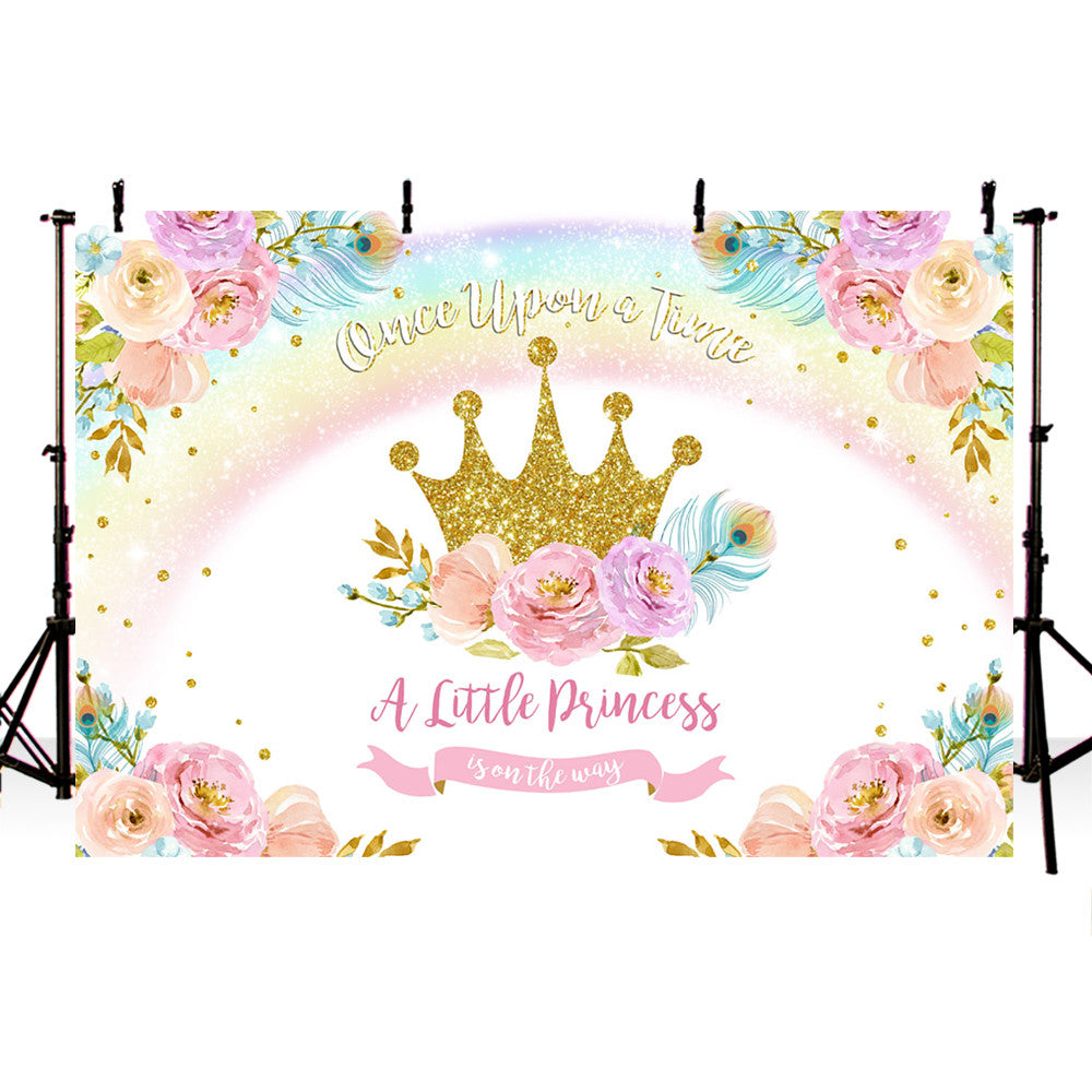 5x5FT Vinyl Backdrop Photographer,Princess,Various Designs of Crowns Background for Party Home Decor Outdoorsy Theme Shoot Props 