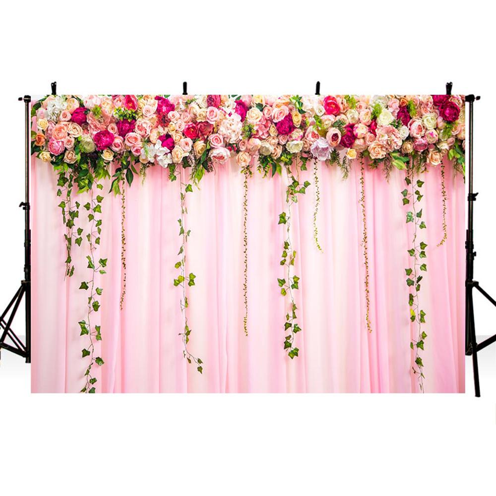 fuchsia rose gold Birthday Wedding customized round Photography  Backdrop Banners theme party background PRINTED floral,abstraction pink