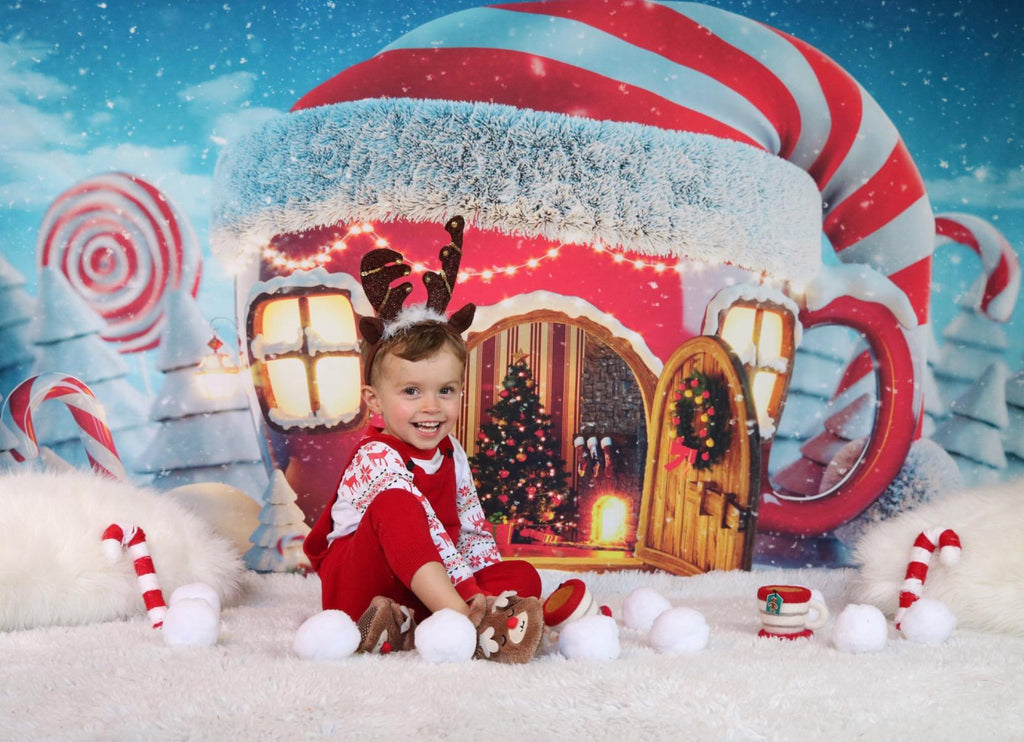 Christmas Whoville Candy Canes House Backdrop Winter Snow Fairy Tale S –  dreamybackdrop