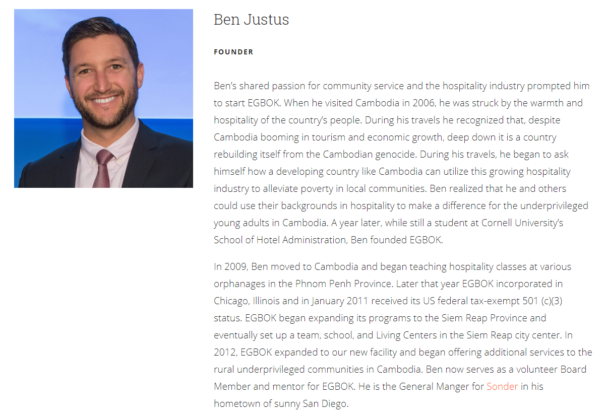 Nonprofit Executive Bio Example - Ben Justus
