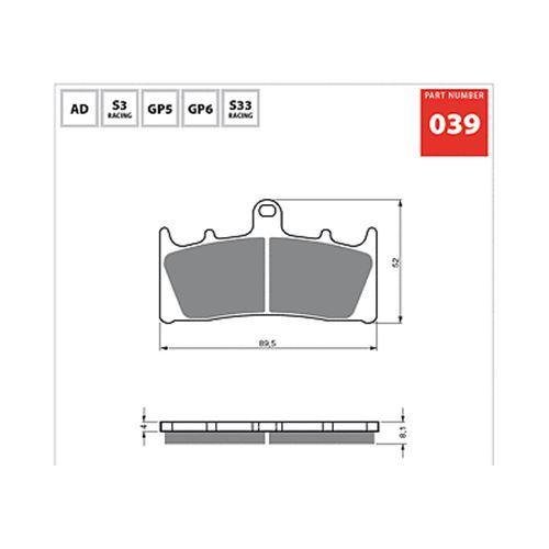 Kawasaki Ninja ZX636A '02 Brake Pads GOLDfren 039AD-x2 - 1MOTOSHOP