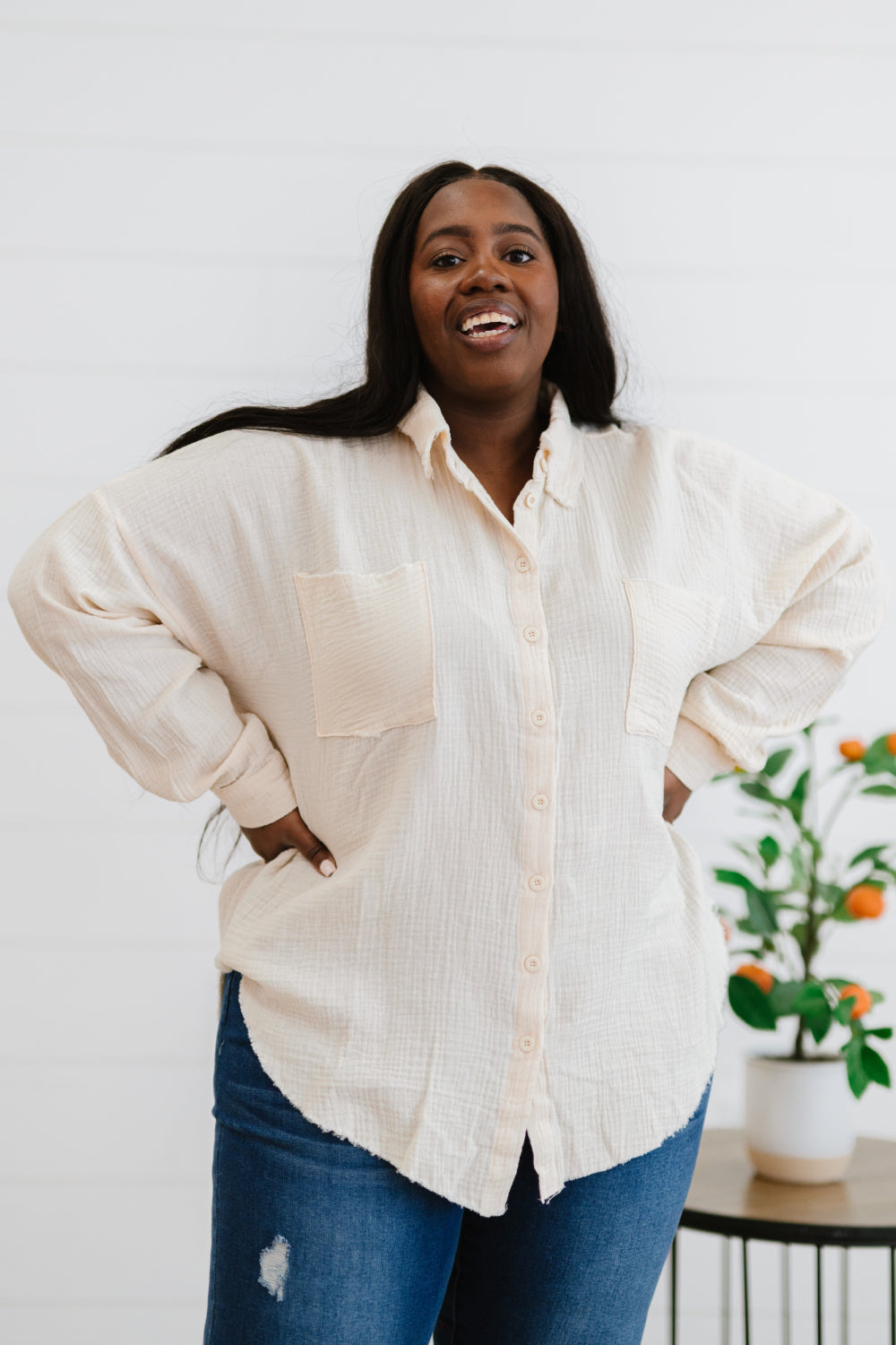 Gauze Button Up Shirt