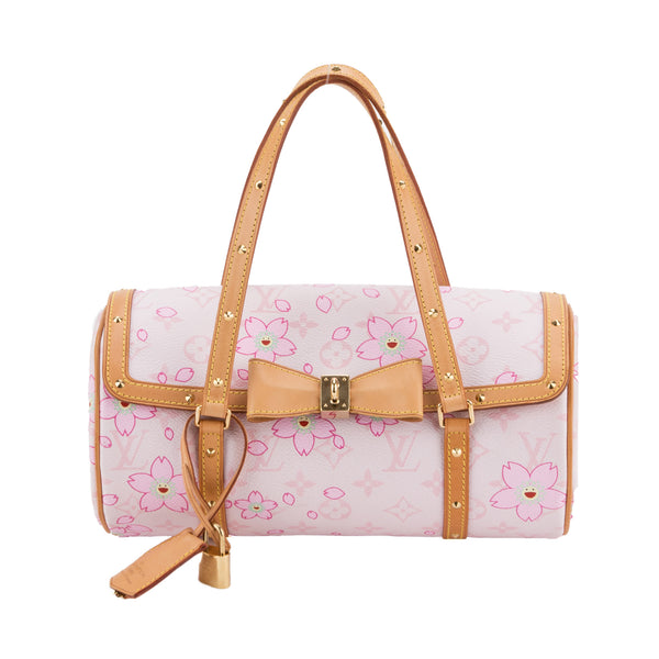 LOUIS VUITTON Papillon Pink Monogram Cherry Blossom Tote Handbag-US