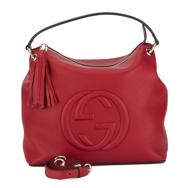 gucci soho leather hobo red