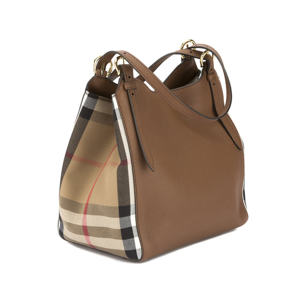 Burberry Small Canter House Check Leather Tote