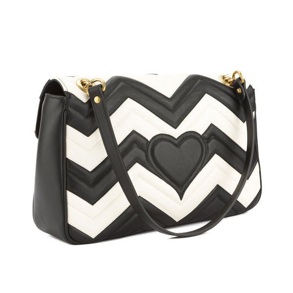 gucci black and white chevron bag