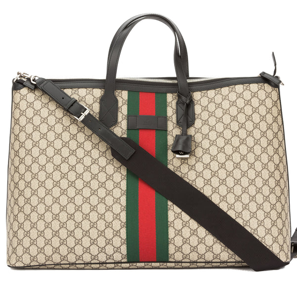 Gucci GG Supreme Canvas Web Duffle Bag 