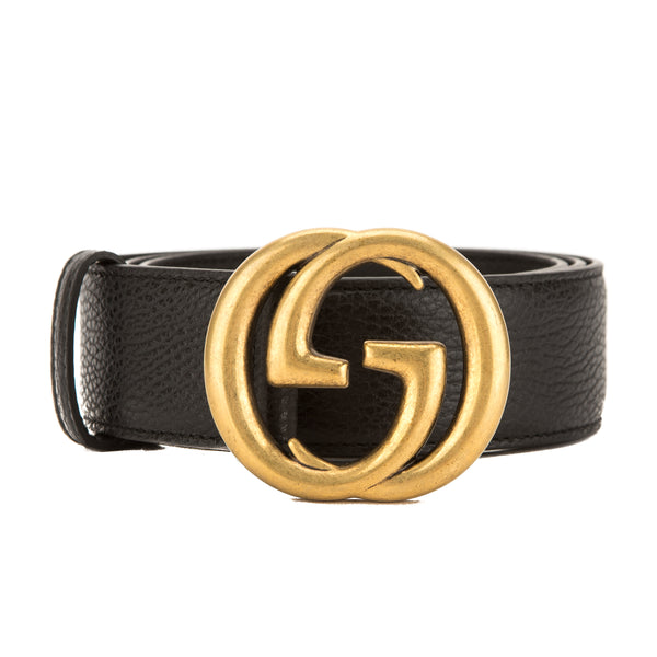 Gucci Black Leather Belt with Interlocking G Buckle (New with Tags) – LuxeDH