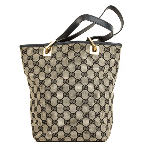 Gucci Black Leather GG Monogram Canvas 