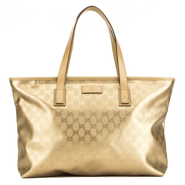Gucci Gold GG Coated Monogram Tote 