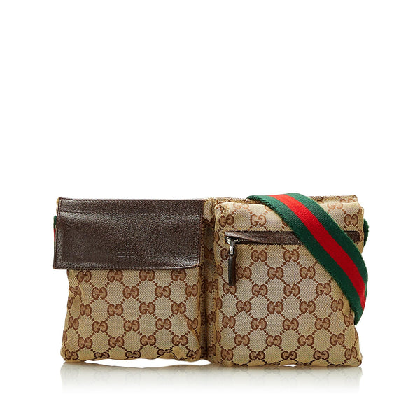 Tomaat Maken Kikker Gucci GG Canvas Double Pocket Belt Bag (SHG-37191) – LuxeDH
