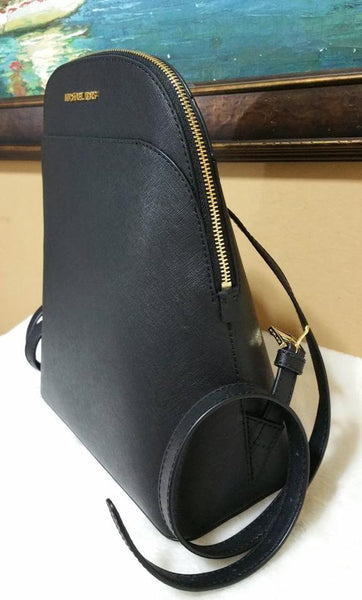 michael kors black leather backpack