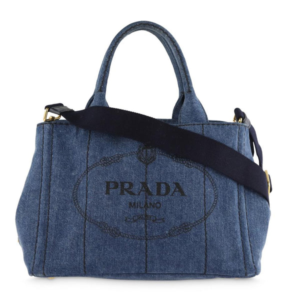 prada denim tote bag