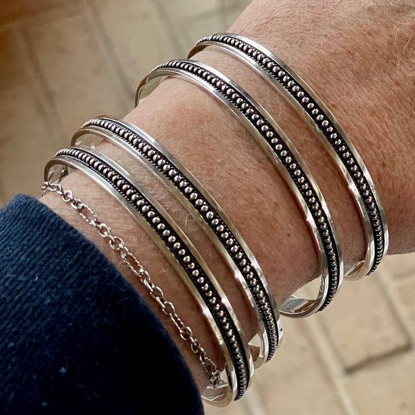1/4” Sterling Silver Dotted Bangle 7.5”
