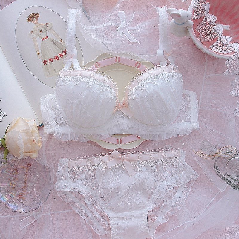 Ribbon And Lace Kawaii Princess Girly Lingerie Set Kawaii Underwear Set