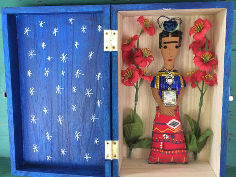 Picture of Frida Kahlo Shrine Box with Red Flowers by Snapdragon