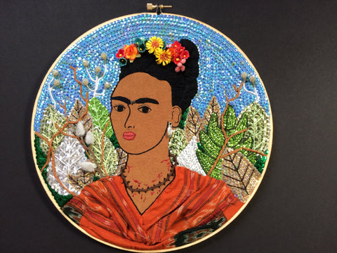 Image of "Frida Kahlo with Thorn Necklace" Hoop