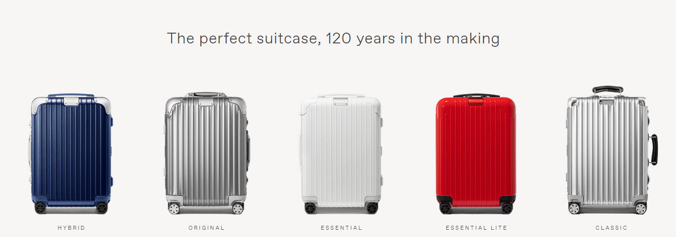 Rimowa Collections - Featuring Hybrid, Original, Essential, Essential lite, and classic