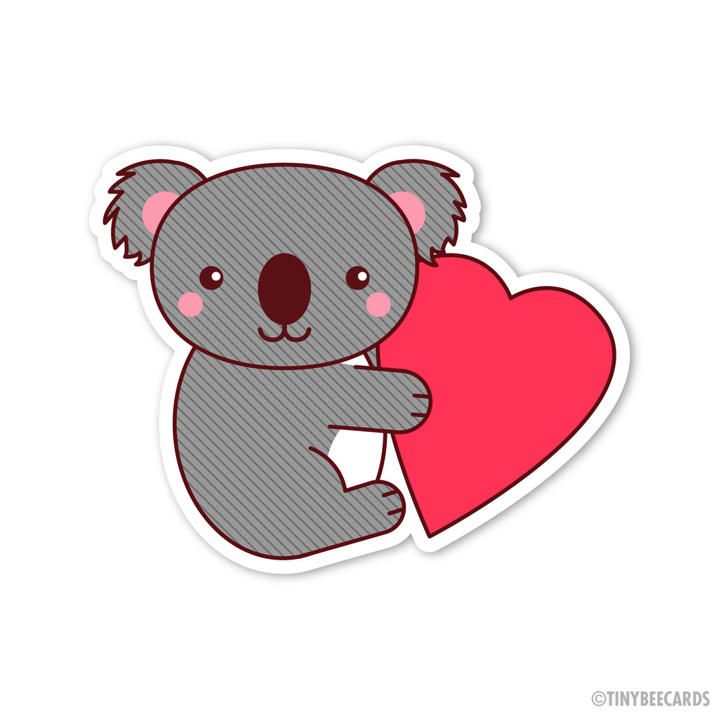 Koala holding a heart vinyl sticker