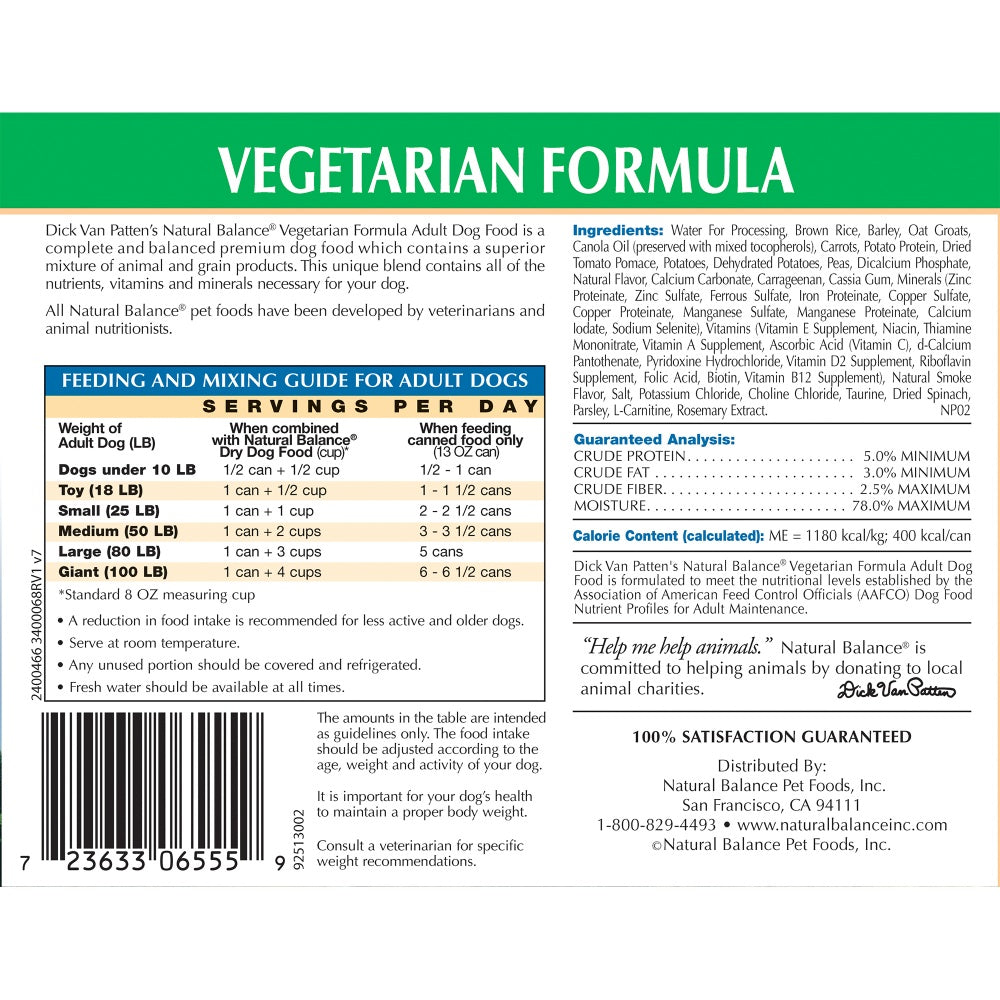 natural balance vegetarian dog food ingredients