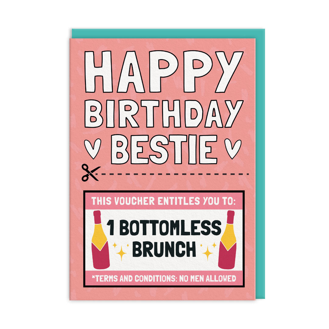 Bottomless Brunch Voucher Bestie Birthday Card