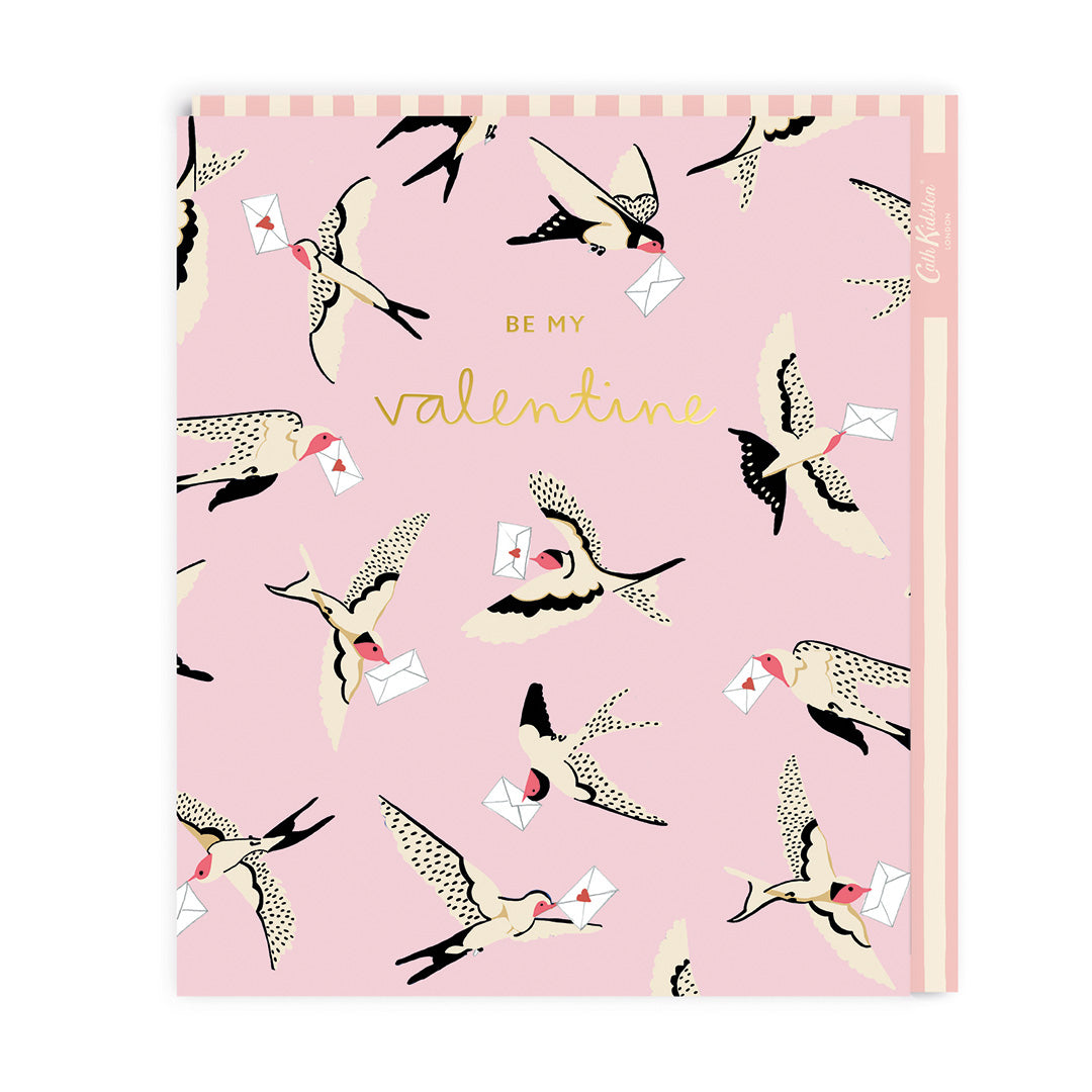 Valentine’s Day | Valentines Card For Bird Lovers | Be My Valentine Pink Bird Valentine’s Day Card | Cath Kidston Unique Valentine’s Card for Him or Her | Made In The UK, Eco-Friendly Materials, Plastic Free Packaging